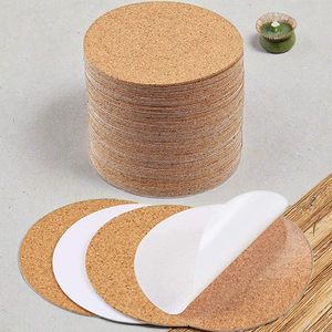 Großhandel moderne DIY Untersetzer selbst klebende Kork brett Quadrate starke Holz rücken Kork Kreis Fliesen Matte für Wand dekoration - Product Image 3