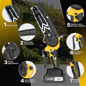 Tronçonneuse sans fil 20V de qualité industrielle, outil électrique professionnel pour le bricolage et la coupe du bois, disponible depuis un entrepôt local avec batterie - Product Image 5