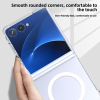 Étui de téléphone pliable magnétique Z Flip7, coque transparente brillante, couverture complète, antidérapante, haute dureté, antichoc