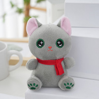 Jouet en peluche chat mignon, poupée chat en peluche Kawaii avec écharpe rouge, animal en peluche doux et moelleux, 3 couleurs, vente en gros, personnalisable