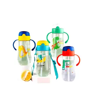 Taza de plástico con dibujos animados para niños, vaso de vidrio espacial de 500ml, vaso de agua portátil de doble uso para niños y niñas