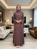 Vestido Abaya Musulmán Moderno y Elegante 2026, Diseño Original (ODM), Rayón, Casual, Largo hasta el Tobillo, Manga Larga, para Mujer, Eid, Primavera, Verano