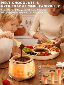 Ensemble de pot à <span class=keywords><strong>fondue</strong></span> au chocolat, machine à <span class=keywords><strong>fondue</strong></span> électrique, capacité de 4 tasses, 4 plateaux, 5 fourchettes, 1 spatule, chauffe-<span class=keywords><strong>fromage</strong></span> - Product Image 2