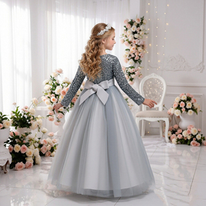 <span class=keywords><strong>Robe</strong></span> de mariée pour fille de style occidental avec paillettes, <span class=keywords><strong>robe</strong></span> de soirée verte à manches longues avec paillettes pour grande fille, robes de fête pour filles de 12 ans - Product Image 3