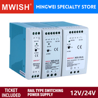 MWISH MDR-60-12 60W 12V 5A Ultra Slim DIN Rail Switching Power Supply SMPS for Test Equipment Measurement Lab Instrument