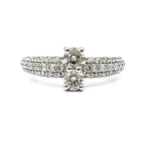 Bijoux fins et élégants Cadeau d'anniversaire de bonne qualité Bijoux en or blanc 18 carats avec diamants véritables Bagues de mariage éternelles pour femmes - Product Image 1