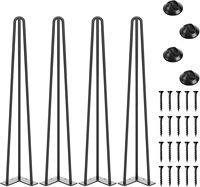 Pieds de table Hairpin, 3 tiges en fer, diamètre de tuyau de 1/2 pouce, capacité de charge de 800 lb, style Mid-Century, finition thermolaquée, pour hôpital
