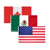 Drapeaux en polyester imprimés numériquement 3x5 pieds, décorations promotionnelles pour fêtes de remise de diplômes, coupes de football, États-Unis, Canada, Mexique