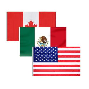 Drapeaux imprimés numériquement 3x5 pieds, décorations de fête promotionnelles, fête de la Coupe du Monde de football, fête des États-Unis, du Canada, du Mexique, drapeaux décoratifs - Product Image 1