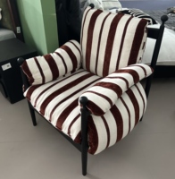 Fauteuil Rétro Français Vintage, Canapé Simple en Tissu Rouge, Dossier en Bois Massif, Mobilier de Salon et de Loisirs, Style Mid-Century, Design pour Balcon