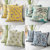 Housse de coussin décorative en coton polyester tissé, douce, brodée, style vintage, pour la maison, le bureau, l'hôtel, l'hôpital