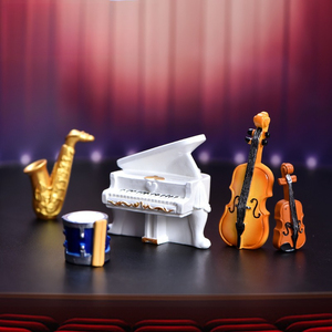 Ornements miniatures <span class=keywords><strong>en</strong></span> résine pour paysages, instruments de musique réalistes (piano, guitare), décorations créatives miniatures pour bureau - Product Image 4