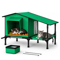 Nouvelle Villa pour Chat d'Extérieur Personnalisée en Usine, Tapis Chauffant Imperméable et Chaud, Abri Surdimensionné pour Chats Sans-abri en Tissu Oxford, Toutes Saisons