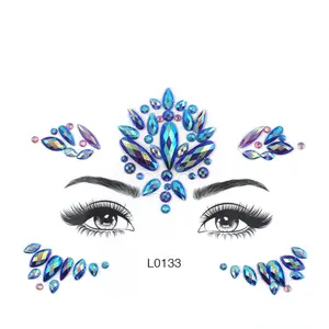 VRIUA Light Night Festival Party Tattoo Diamond Sticker Resin Crystal Rhinestone Eyebrows Face Makeup Facial Rhinestone Sticker