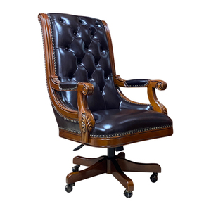 Sedia Presidenziale Girevole in Legno Massello Stile Americano di Lusso, Sedia Direzionale di Alta Gamma, Sedia da Ufficio Classica. - Product Image 6