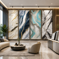Panneau mural en PVC brillant imperméable, imitation marbre, pour décoration intérieure, alternative ignifuge au revêtement mural en marbre