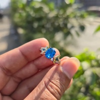 Bague de mode Good Century en or 14 carats avec diamant bleu de laboratoire taille ovale, sertissage griffe vintage, pour usage quotidien, cadeau