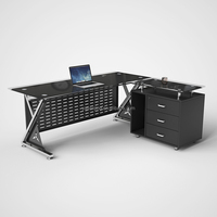 Mobilier de bureau à la mode Bureau de direction moderne Usine Vente en gros Table de bureau en verre trempé