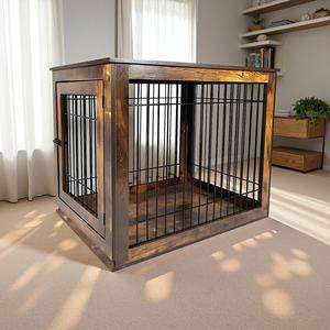 Hiệu Suất Cao End Bảng Con Chó Crate Đồ Nội Thất Pet Crate Bằng Gỗ Con Chó Lồng Kim Loại <span class=keywords><strong>Kennels</strong></span> - Product Image 1