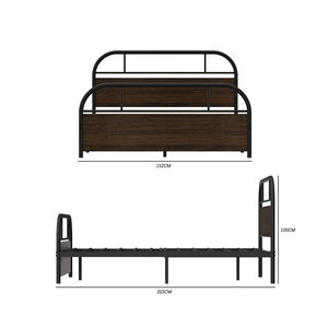 Cama doble resistente de alta calidad para el hogar, precio de fábrica, estructura de cama de acero y madera de gran tamaño - Product Image 2