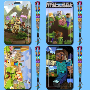 Porte-cartes de bus mignon de style Instagram avec cordon de cou, porte-clés pour carte repas étudiant, <span class=keywords><strong>Minecraft</strong></span> - Product Image 1