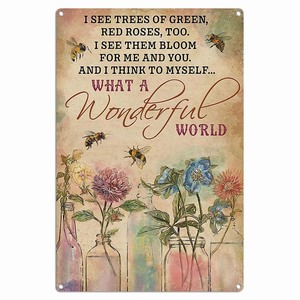 Fleur En Métal Tin Sign Vintage Garden Signs <span class=keywords><strong>What</strong></span> <span class=keywords><strong>A</strong></span> <span class=keywords><strong>Wonderful</strong></span> World I See Trees Of Green Red Roses Too Kitchen Wall Art Decoration - Product Image 5