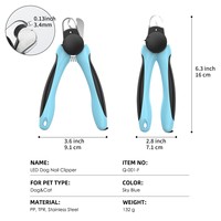 Coupe-ongles LED pour animaux de compagnie, chien, chat, avec protection de sécurité intégrée, lumière intégrée, PP, TPR, acier inoxydable