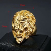 Bague pour homme Tête de Lion en acier inoxydable 316L plaqué argent, finition huilée, bijoux du zodiaque animal, plaqué or 18 carats, fournitures en gros