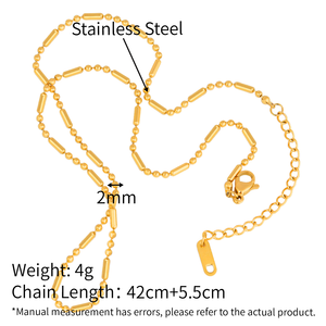 สร้อยคอแฟชั่นกันน้ำ Chris April ชุบทอง PVD บนสแตนเลสสตีล 316L ดีไซ<span class=keywords><strong>น์</strong></span>มินิมอลแบบแท่งและลูกปัด - Product Image 4