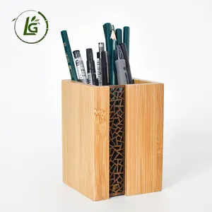 Legend Hot Selling Bamboo Wood Desk Pen Pencil Holder Stationery Storage Box Bamboo Pen Holder For Desk Organizer