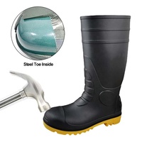 Bottes de pluie antidérapantes et imperméables en PVC avec embout et semelle de sécurité en acier, fabriquées en usine