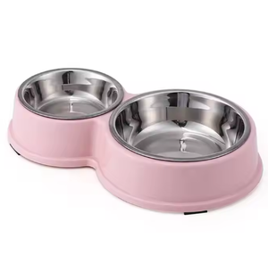 Toptan ayrılabilir paslanmaz çelik 2 in 1 çift kaseler yuvarlak saman köpek maması ve su kasesi - Product Image 3