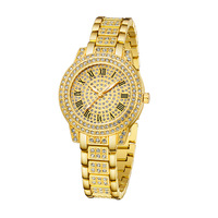 Montre à quartz de luxe pour femme avec diamants, cadran romain, coffret cadeau bijoux