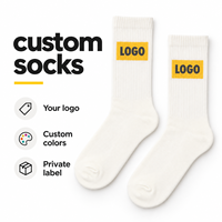 Chaussettes en coton blanc personnalisées avec étiquette en tricot, ajoutez votre logo, couleurs personnalisées et service d'échantillonnage rapide