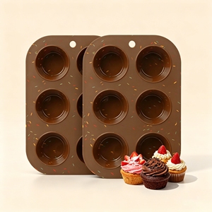 Molde de Silicona para Muffins con Diseño de Chispas, 6 Cavidades, Apto para Horno, Flexible, para Muffins, Cupcakes y Brownies - Product Image 1