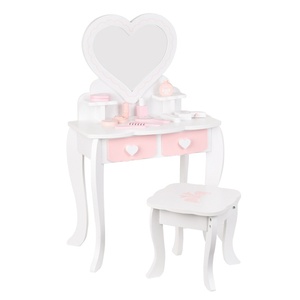 Table <span class=keywords><strong>de</strong></span> toilette en bois CPC CE pour enfants avec miroir en forme <span class=keywords><strong>de</strong></span> cœur, ensemble table <span class=keywords><strong>et</strong></span> chaise <span class=keywords><strong>de</strong></span> princesse pour filles - Product Image 5