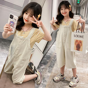 Ensembles de vêtements pour enfants, ensembles de pantalons rayés pour bébés filles avec chemise à manches courtes en gros - Product Image 3