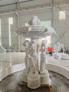 Statue de <span class=keywords><strong>fontaine</strong></span> en marbre naturel de style minimaliste avec une tête de lion sculptée au centre - Product Image 3