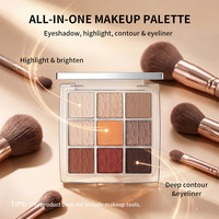 Palette de maquillage mate et scintillante imperméable 9 couleurs pour peaux foncées, fard à paupières en poudre longue tenue, vente en gros
