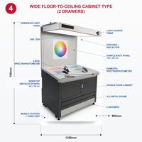 Grande armoire d'évaluation des couleurs format folio, conforme à la norme ISO3664, table de test D50/D65 avec 4 lampes de 36W et armoire en tôle