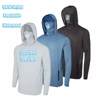 Maßgefertigtes Herren UPF 50 Wasserdichtes Atmungsaktives Schnelltrocknendes Langarm 100% Polyester Mikrofaser Angel-Hoodie-Shirt mit Maske