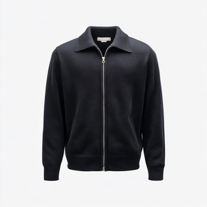 Suéter Cárdigan Minimalista con Cuello en V para <span class=keywords><strong>Hombre</strong></span>, Primavera, Mezcla de Algodón/Lana, Botones Cubiertos, Transpirable, Antibolitas, Bordado OEM - Product Image 1