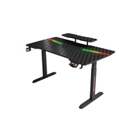 Bureau de jeu électrique avec éclairage RGB, bureau d'ordinateur réglable en hauteur pour le bureau à domicile, l'espace de travail e-sport
