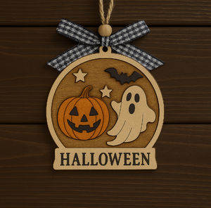 Pafu Decoration Hanging Ornaments with Ghost Pumpkin Bat <strong>Witch</strong> Halloween Wooden <strong>Sign</strong> - Product Image 2