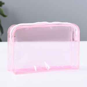 Low MOQ модная косметичка из ПВХ с прозрачной застежкой-молнией/цветным настраиваемым размером и логотипом, быстрая доставка в течение 48 часов - Product Image 5