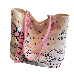 Bolsa Tote Grande y Bonita para Mujer, Diseño de Dibujos Animados a la Moda, Versátil, de un Solo Hombro, con Cierre de Cremallera, de Lona - Product Image 3