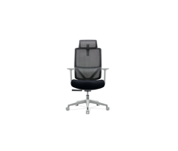 Chaise de bureau ergonomique moderne à dossier haut en aluminium massif avec appui-tête réglable, support lombaire et base pivotante pour espace de travail exécutif