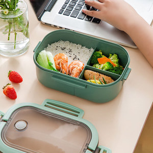 Ensemble de boîte à lunch isolée en plastique conteneur Lsotherme portable grande capacité partitionné étudiant employé de bureau - Product Image 5
