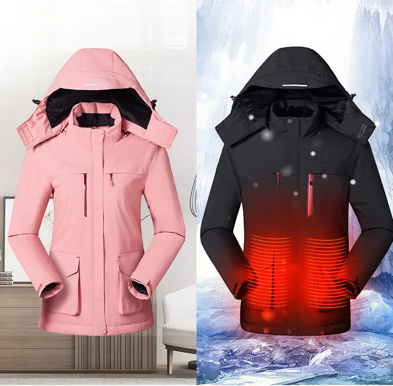 Fashion Female & Male USB Heated Outdoor Windproof Keep Warm Jackets Smart Charger Coat Unisex Waterproof Coat