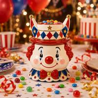 Nouveau pot à biscuits en céramique 3D en forme de clown, style cirque, boîte de rangement décorative pour bonbons et aliments, idéal pour les cadeaux de fête